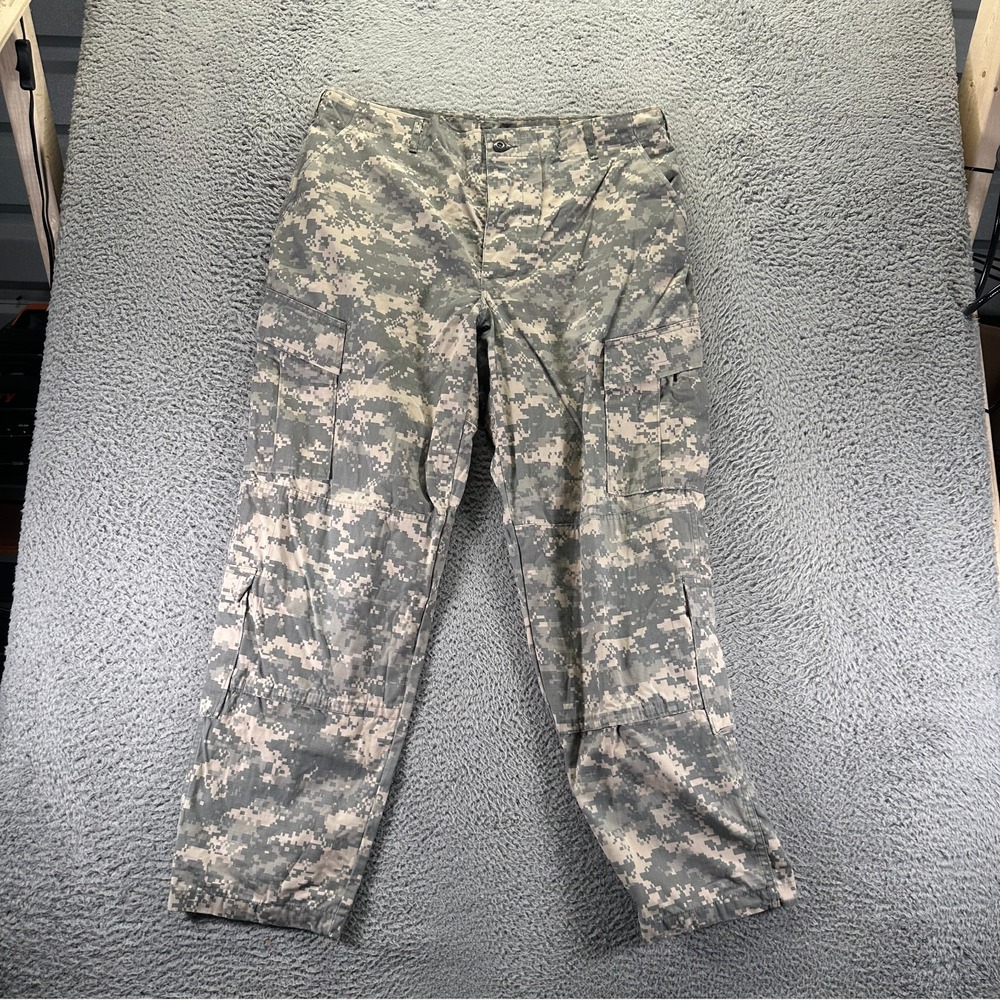 US Army Pant Men's L‎ Green Camouflage Cotton Cargo Straight Leg Military Combat
